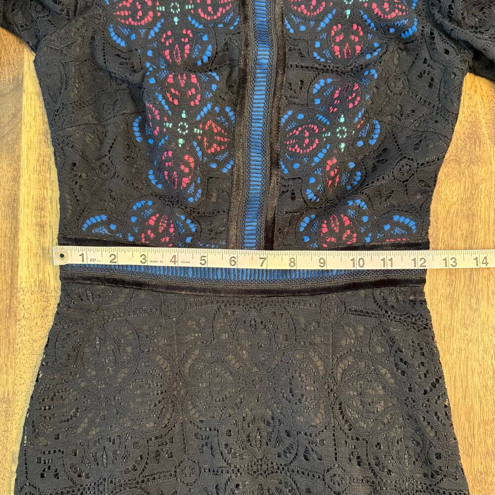 Tadashi Shoji Dress Victoire High-Low Long Sleeve Lace Black Wednesday Size 00 - Picture 5 of 10